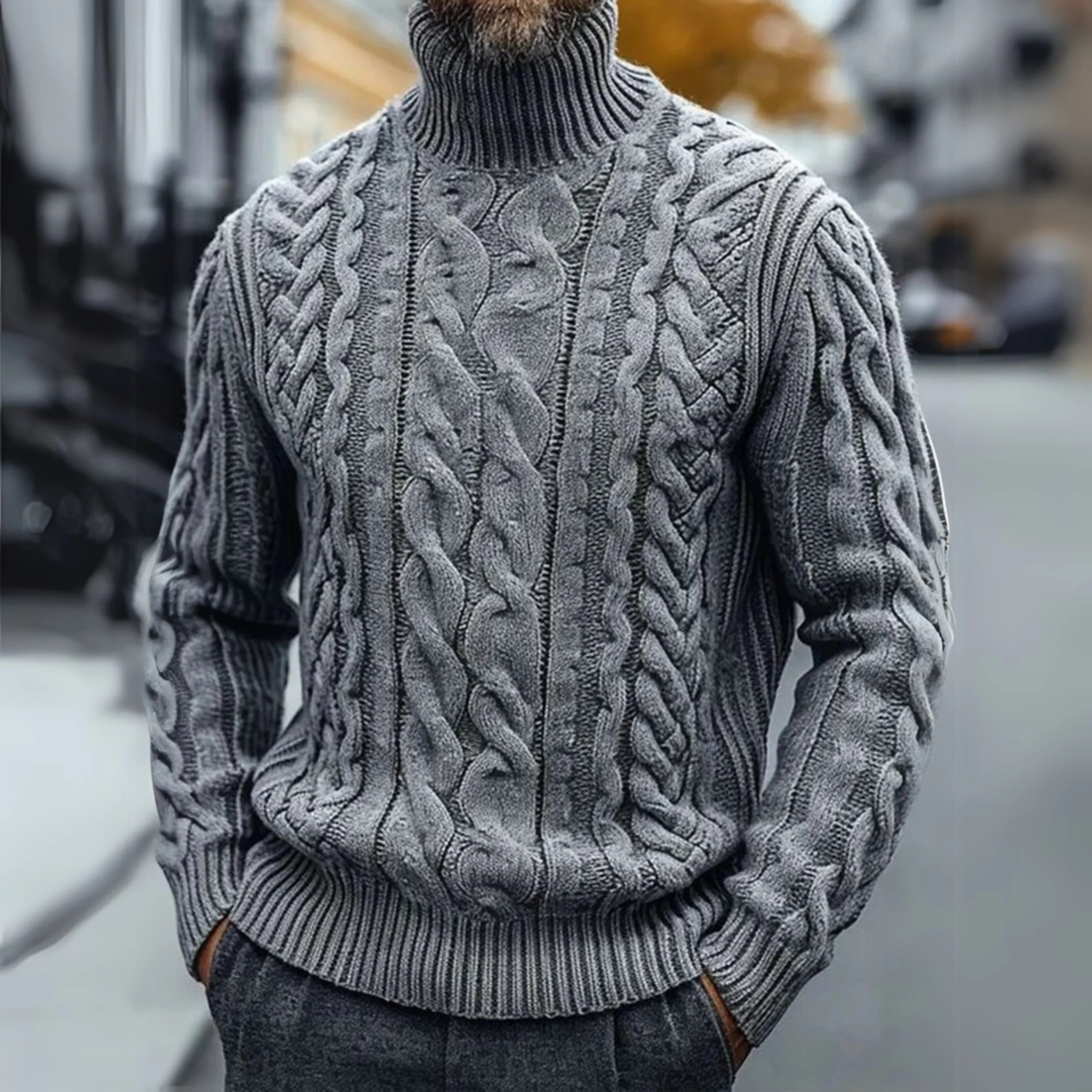 PETER | Pull Vintage à Col Roulé avec Motif Torsadé