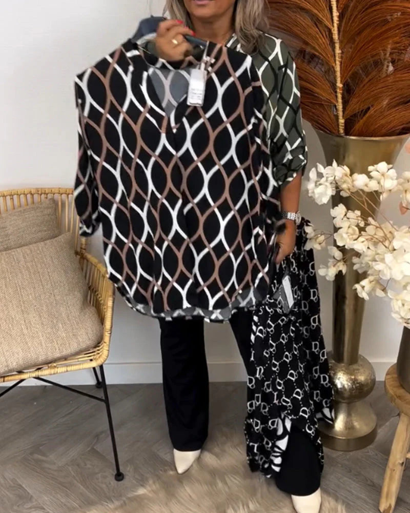 JENNY | Blouse décontractée à manches longues avec motif élégant
