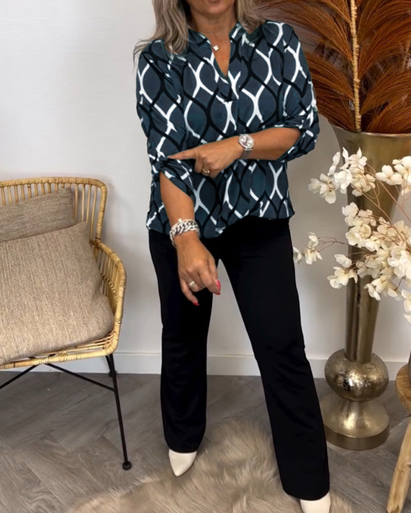 JENNY | Blouse décontractée à manches longues avec motif élégant