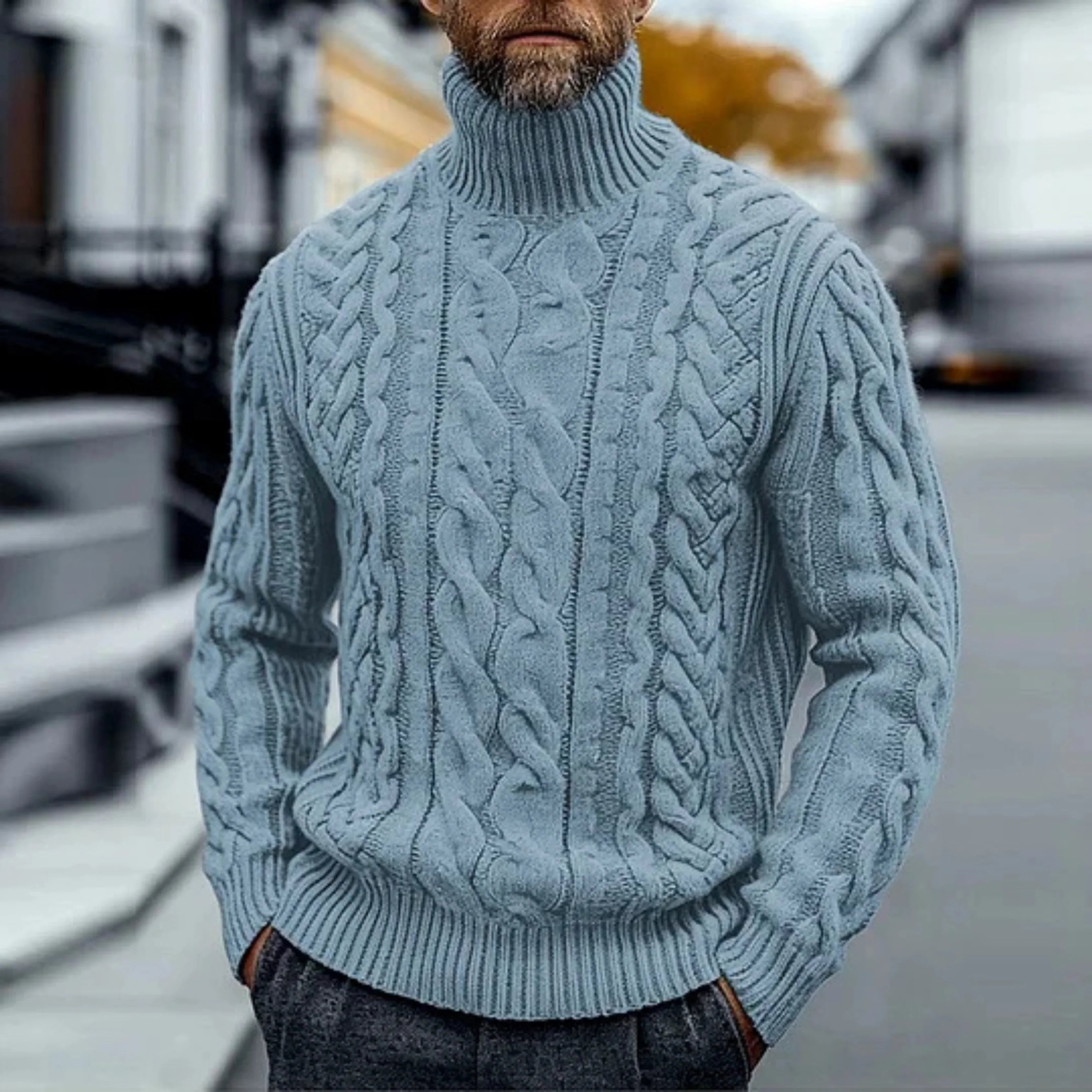 PETER | Pull Vintage à Col Roulé avec Motif Torsadé