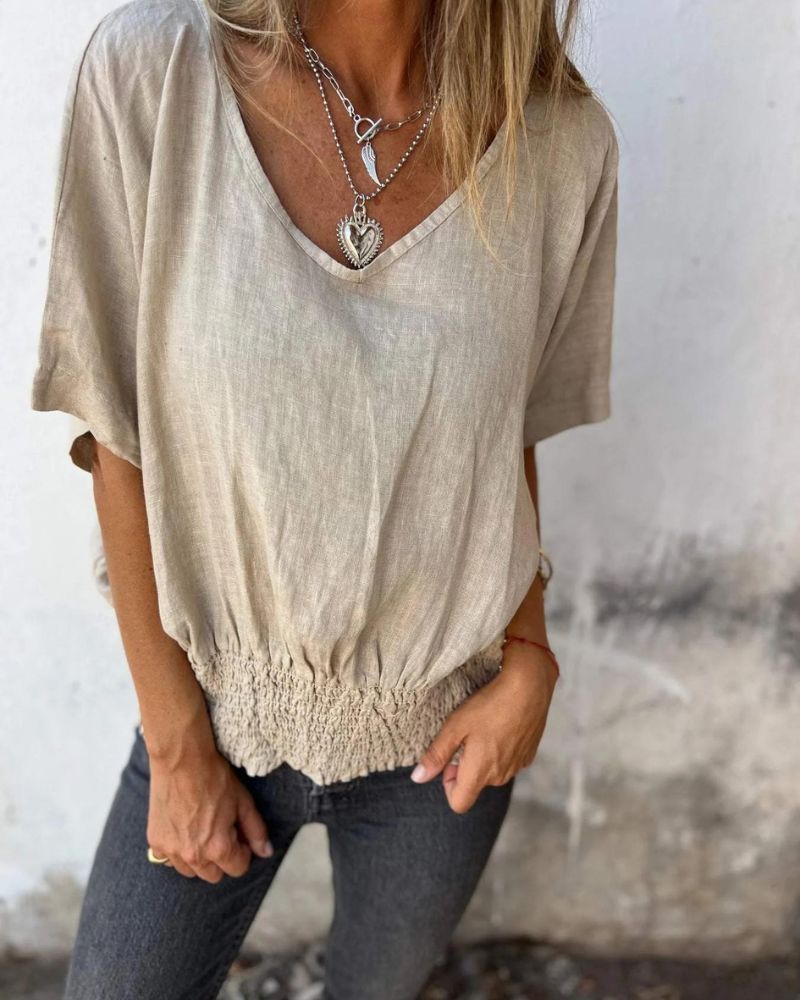 BOMIA | T-shirt cintré confortable avec col en V