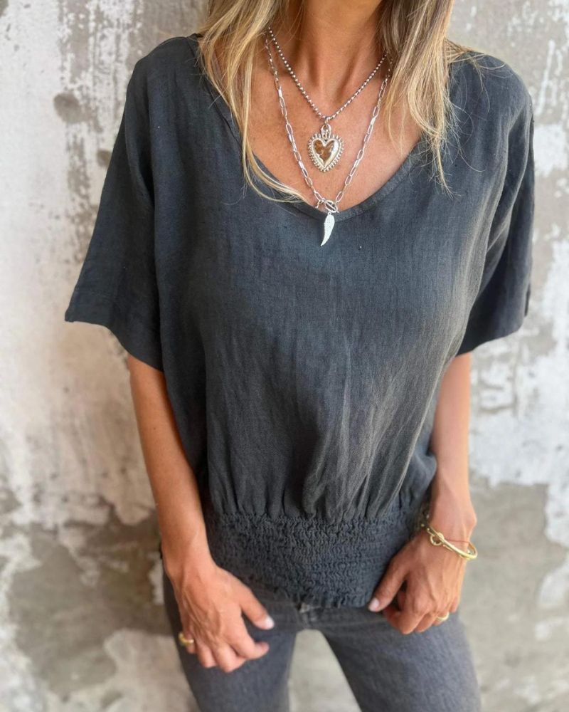 BOMIA | T-shirt cintré confortable avec col en V