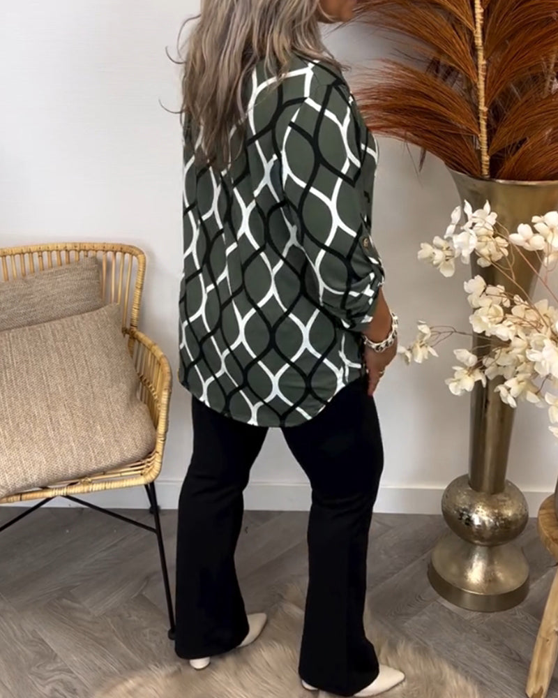 JENNY | Blouse décontractée à manches longues avec motif élégant