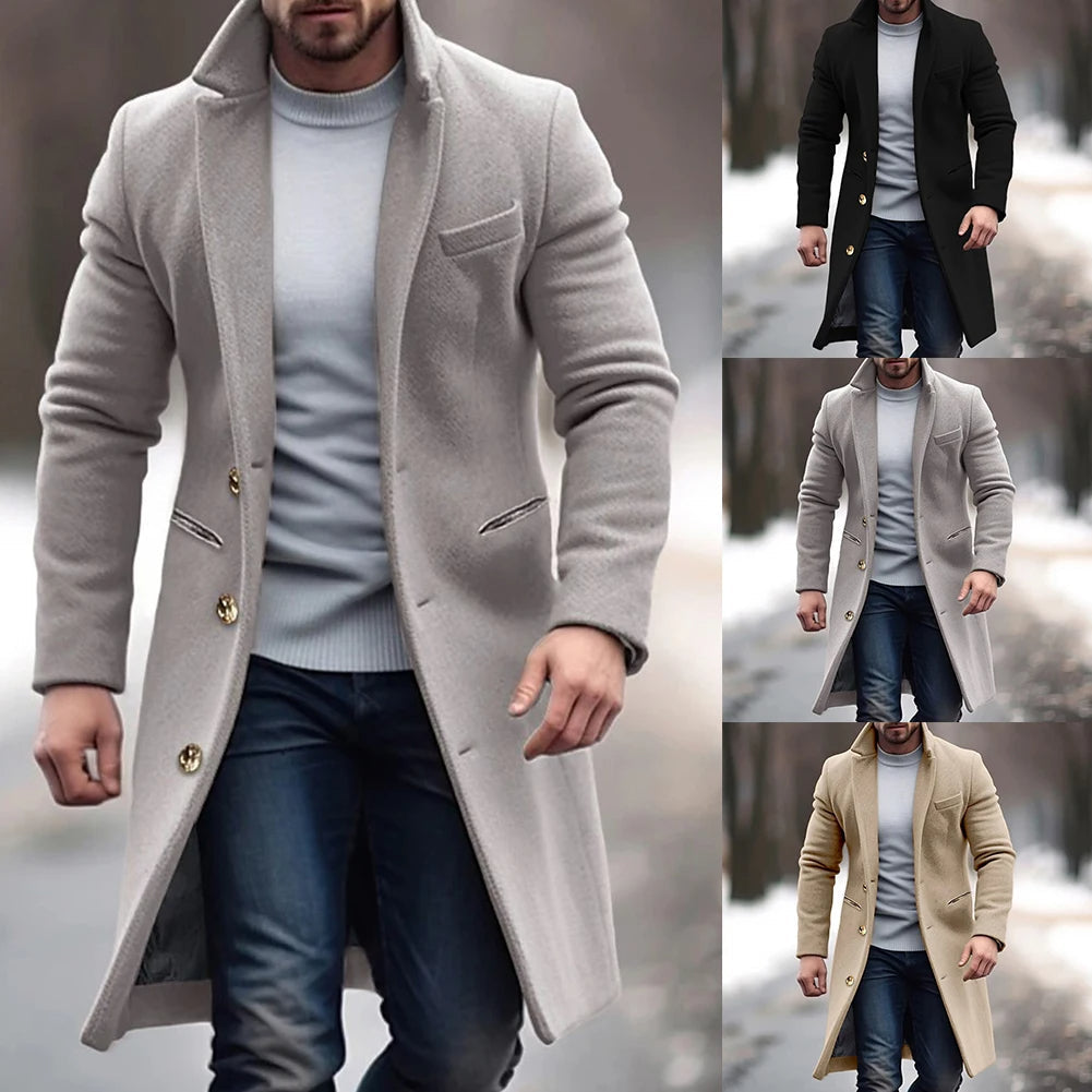 AXELL | Manteau Long Chaud à Simple Boutonnage