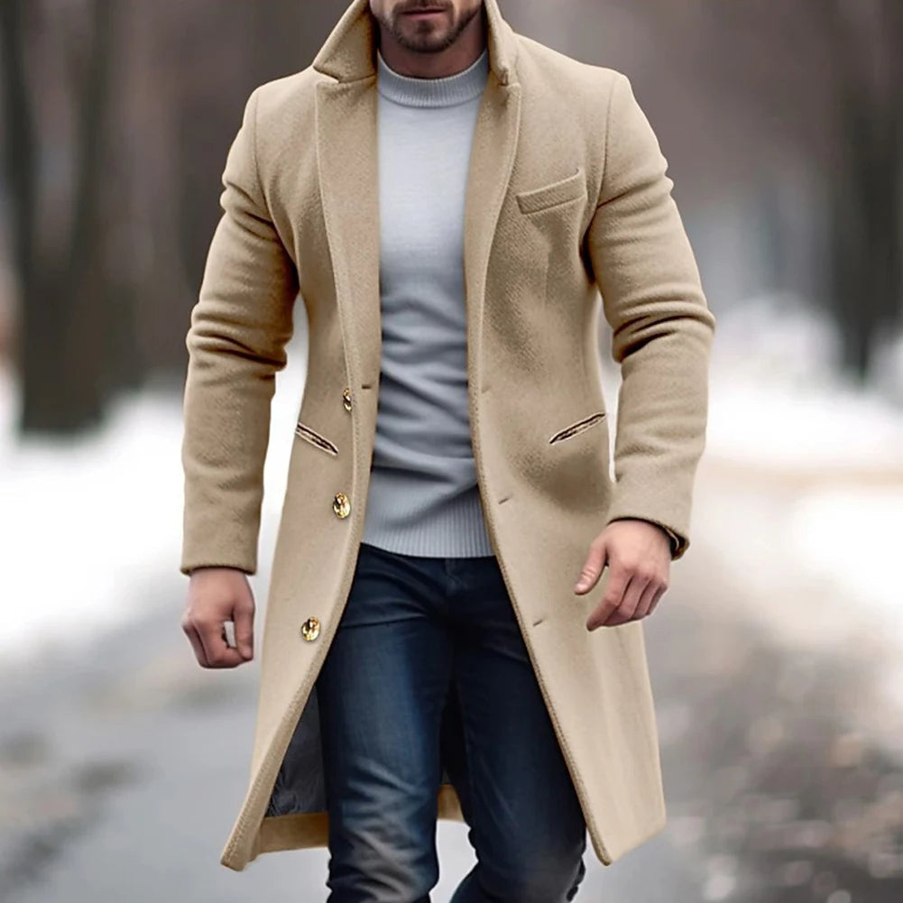 AXELL | Manteau Long Chaud à Simple Boutonnage