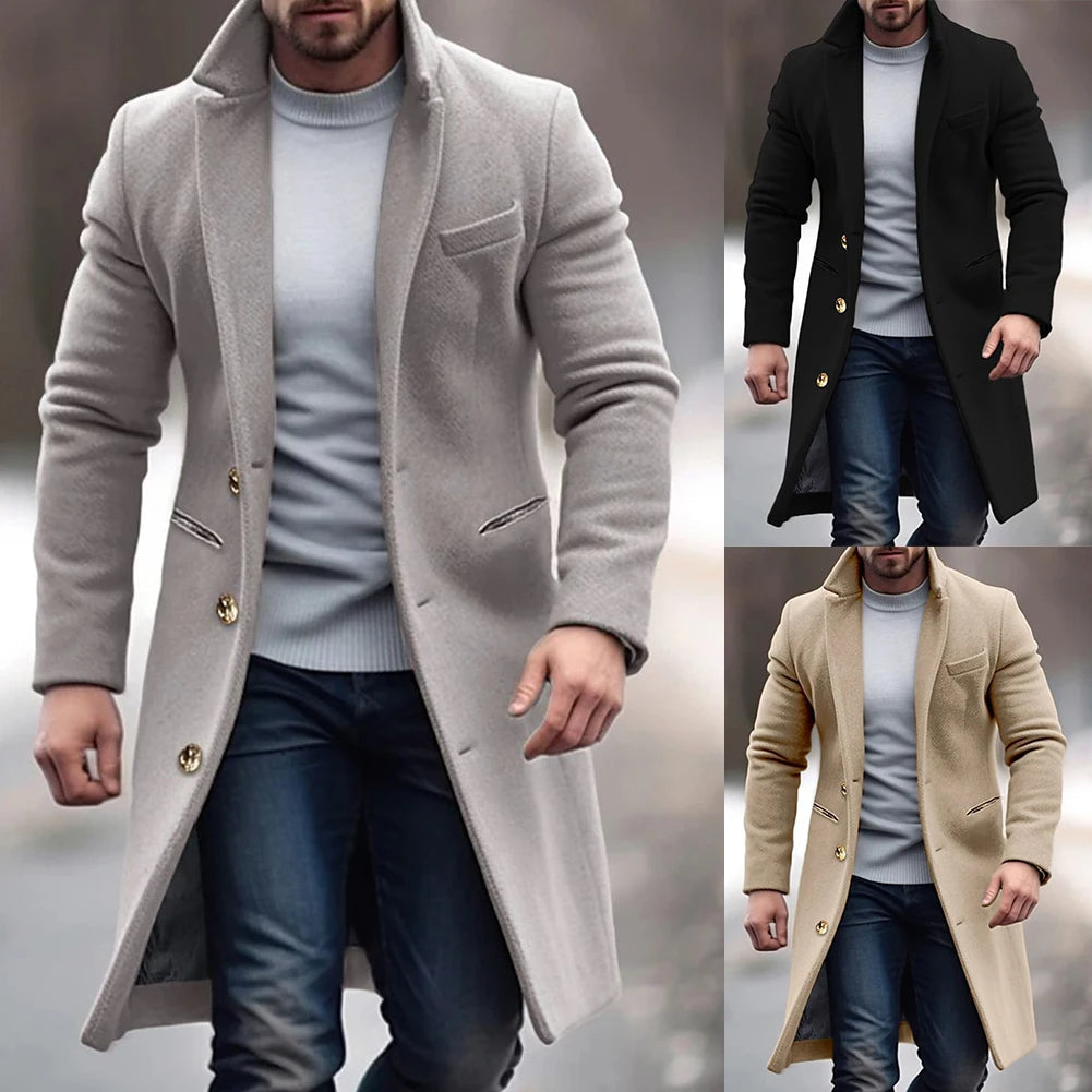 AXELL | Manteau Long Chaud à Simple Boutonnage