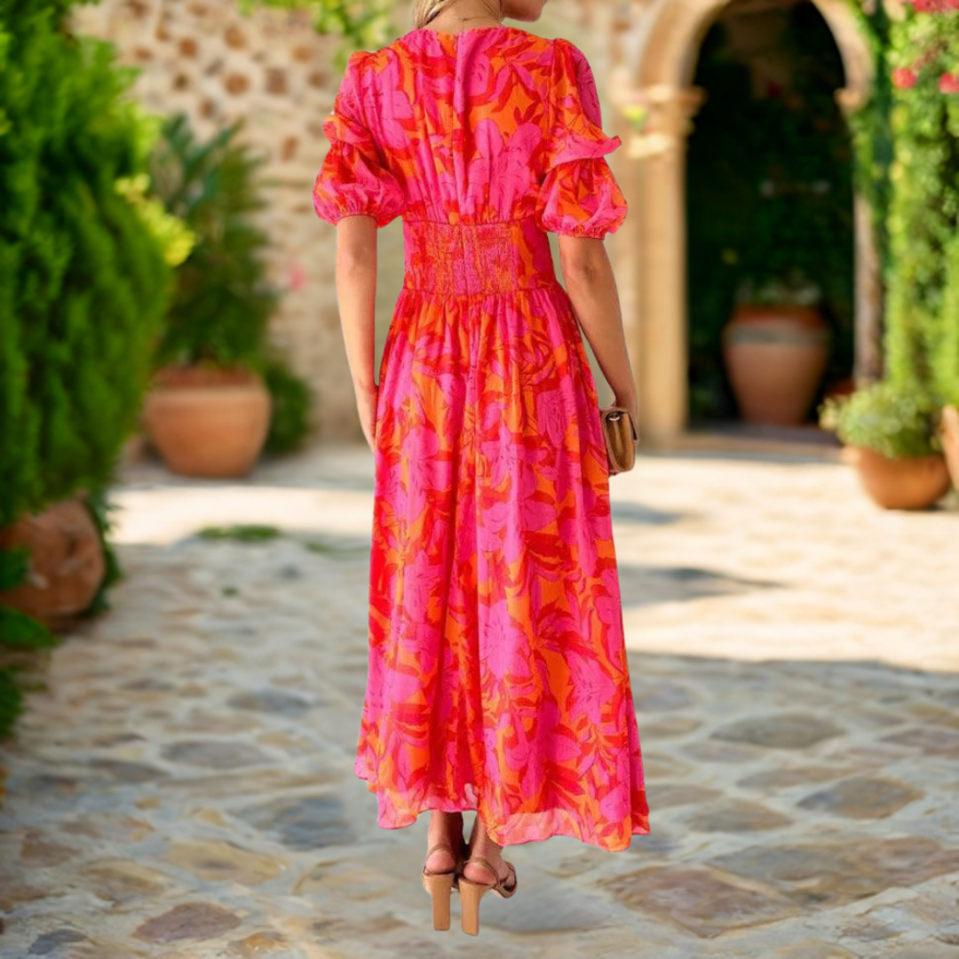 DERANA | Red and pink maxi dress