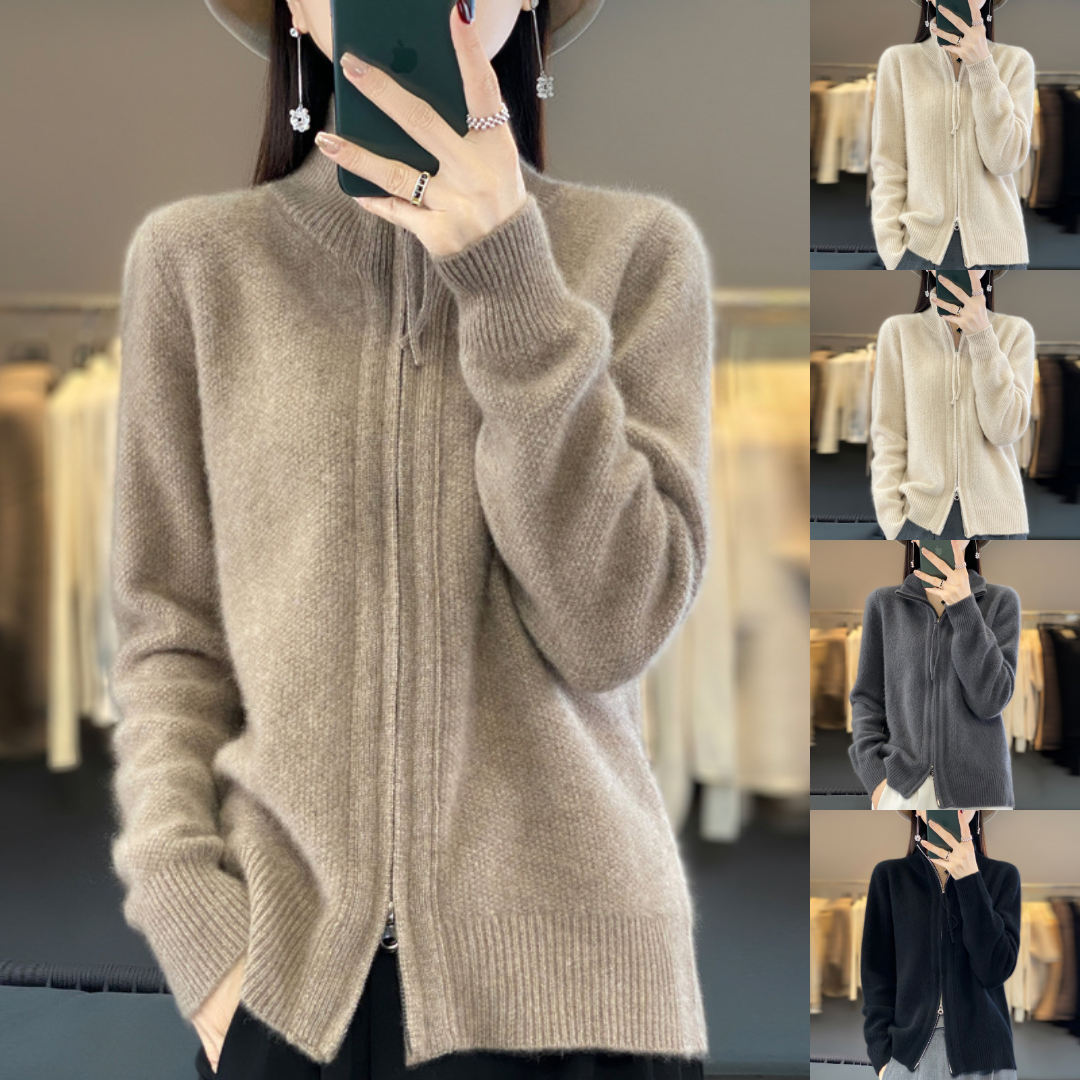 TRUDI | Wool and Cashmere Zip-Up Cardigan 