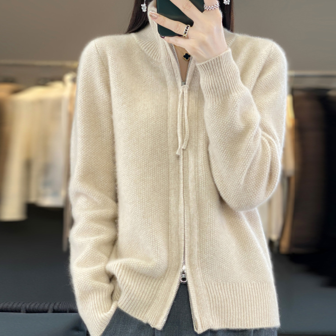 TRUDI | Wool and Cashmere Zip-Up Cardigan 