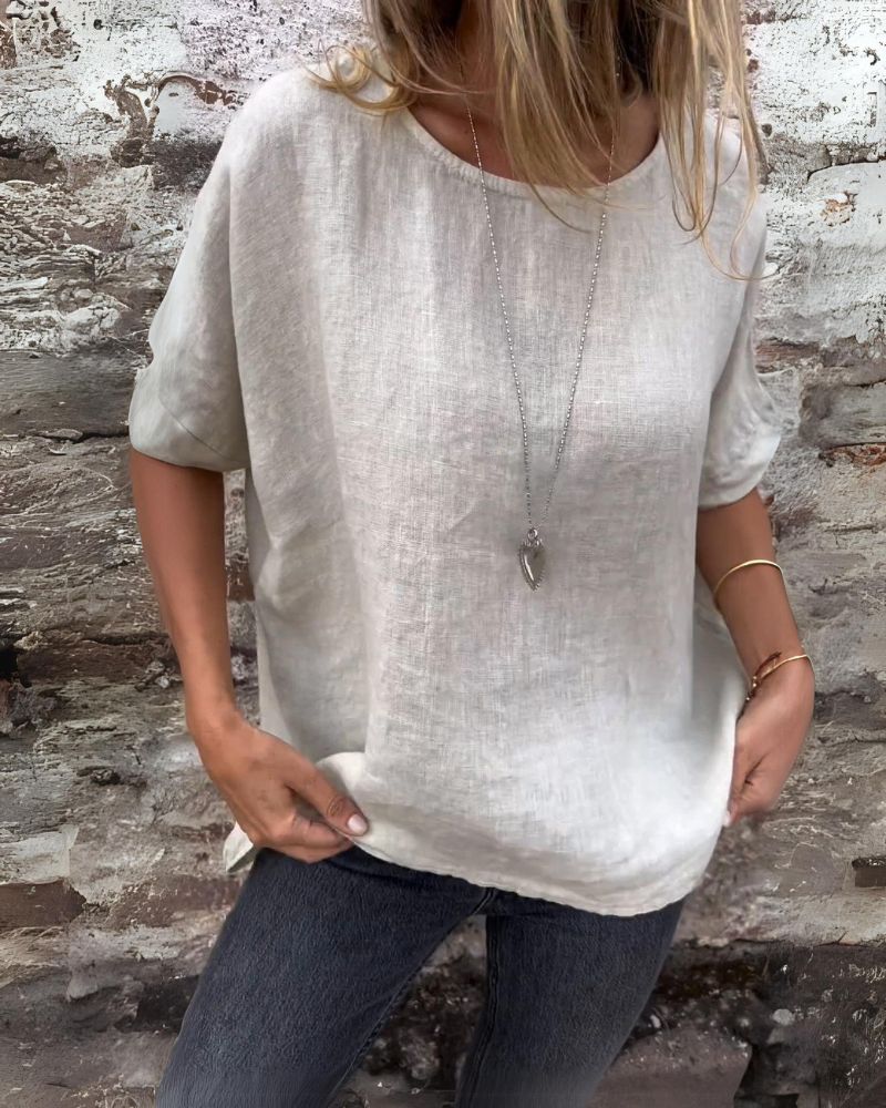 BAUA | Cotton and linen crew neck t-shirt 