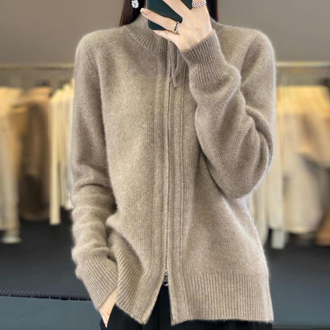 TRUDI | Wool and Cashmere Zip-Up Cardigan 