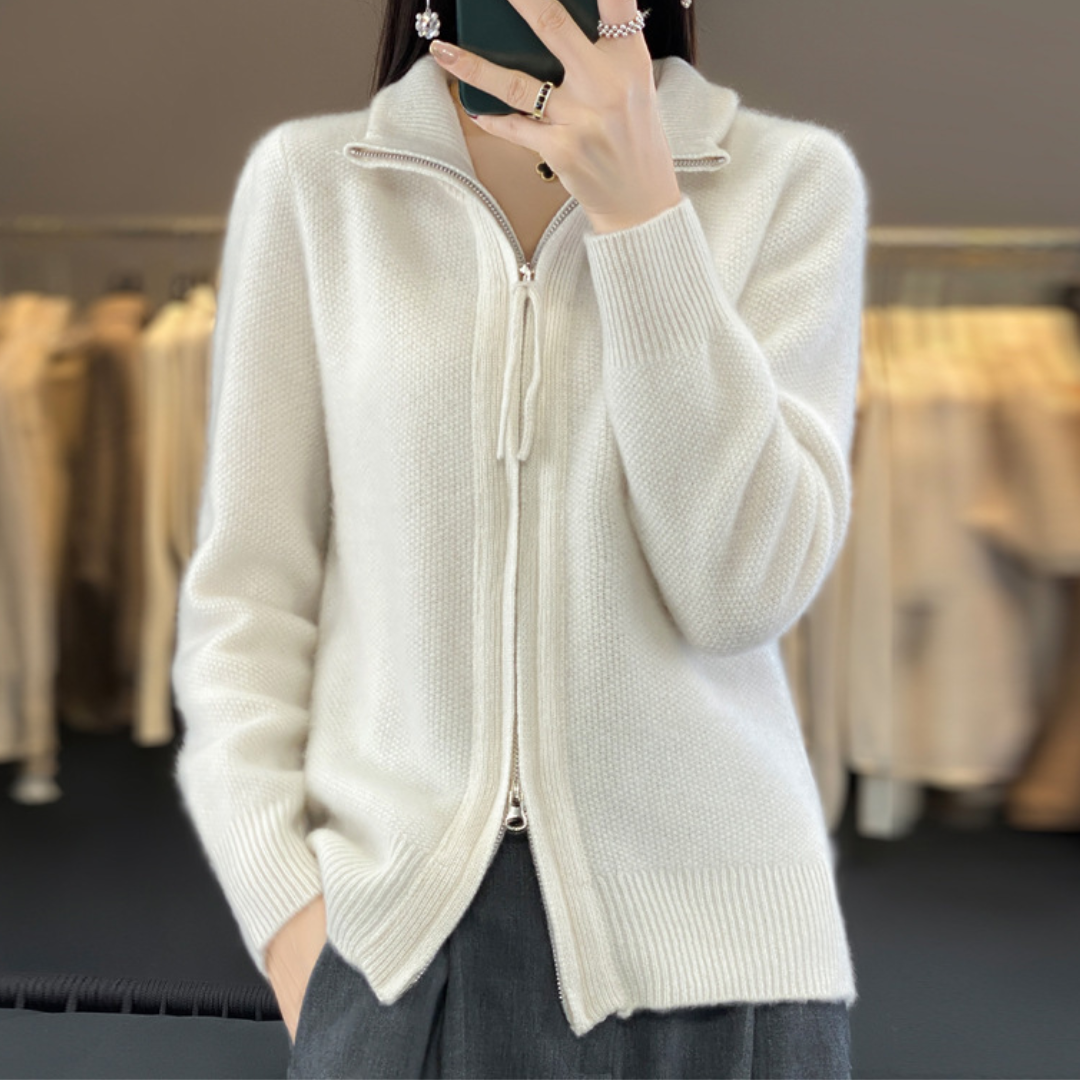 TRUDI | Wool and Cashmere Zip-Up Cardigan 