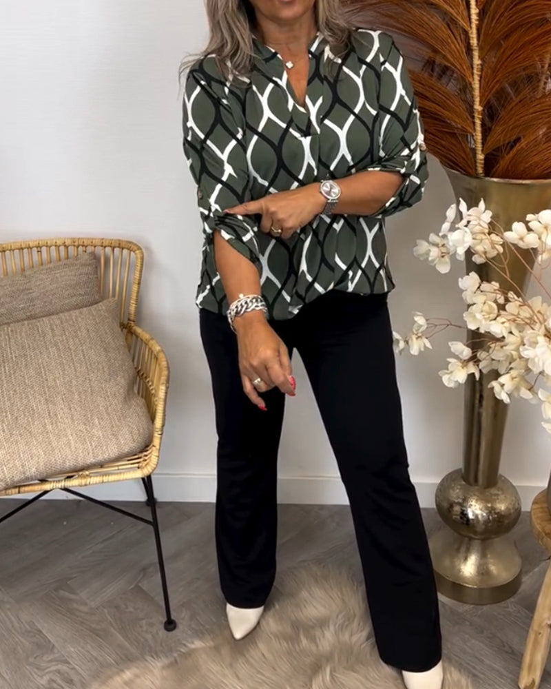 JENNY | Blouse décontractée à manches longues avec motif élégant