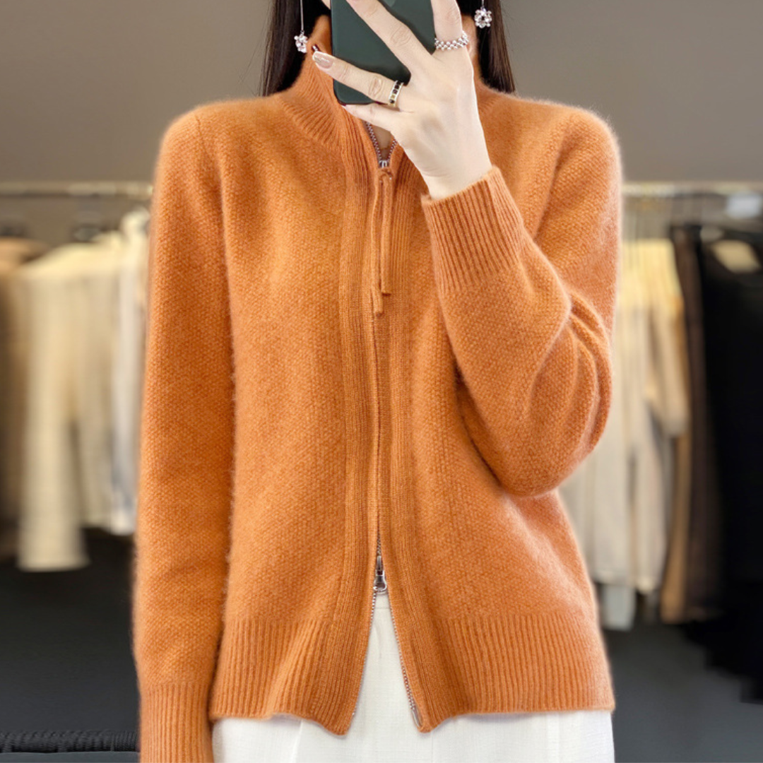 TRUDI | Wool and Cashmere Zip-Up Cardigan 