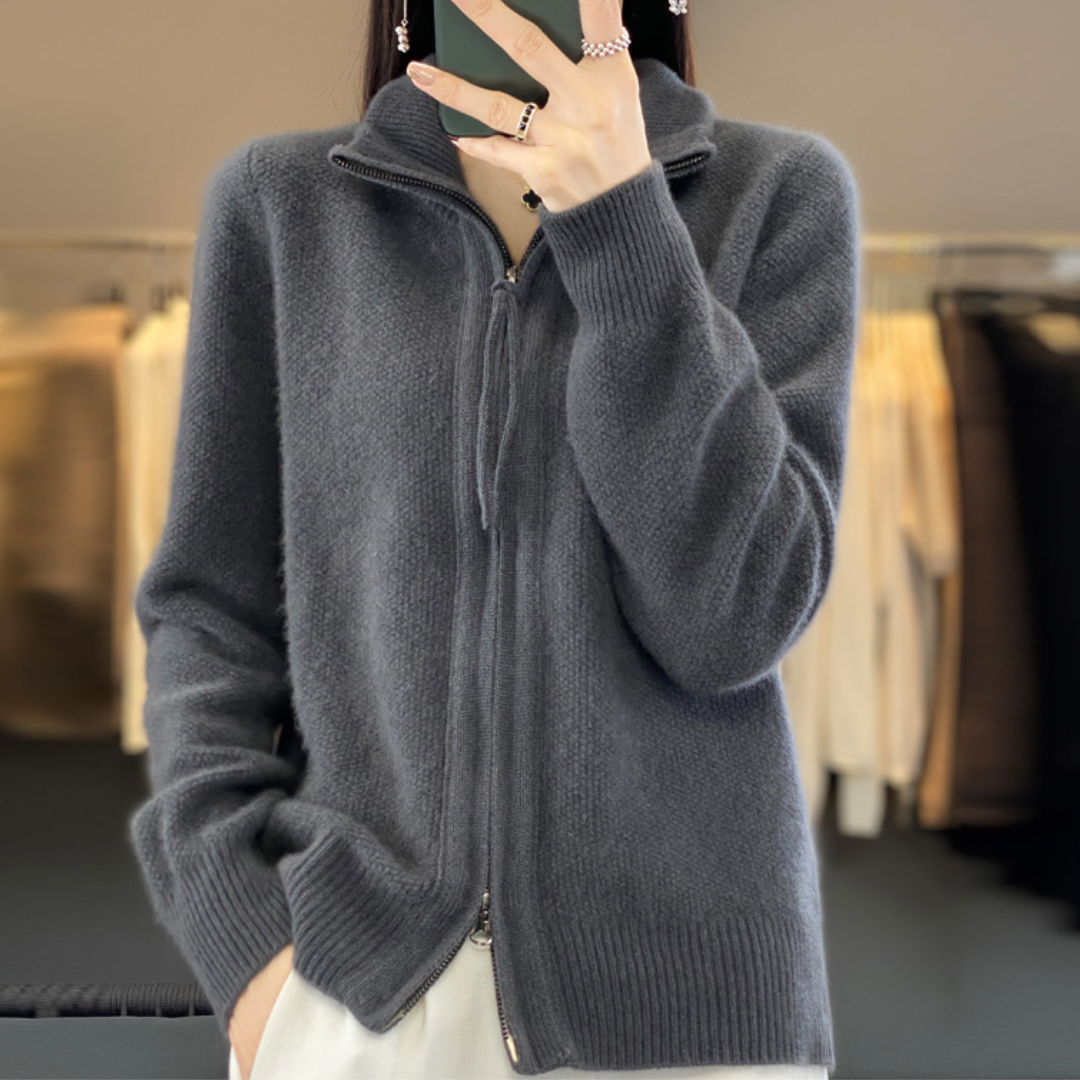 TRUDI | Wool and Cashmere Zip-Up Cardigan 