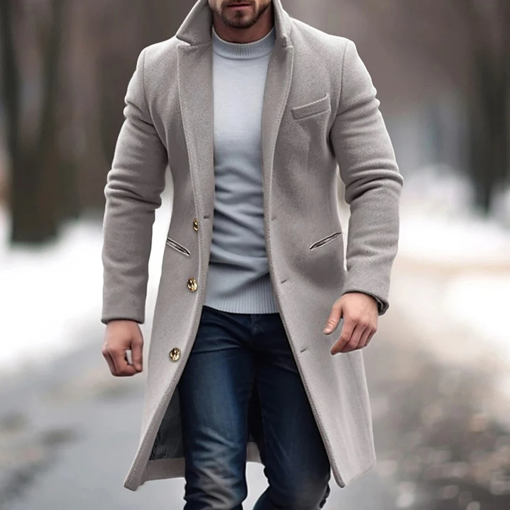 AXELL | Long Warm Single-Breasted Coat 