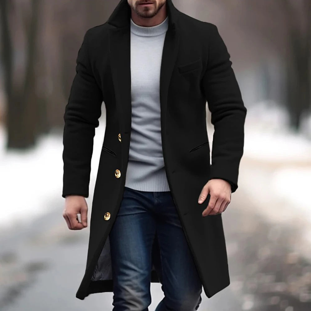 AXELL | Long Warm Single-Breasted Coat 