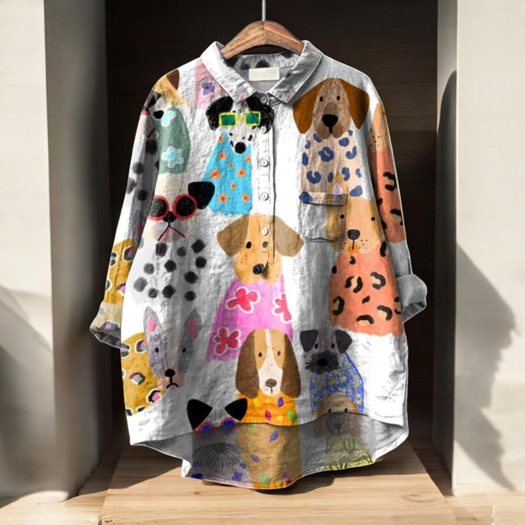 LIZZY | Blouse Femme Exclusive avec Imprimé Chiens