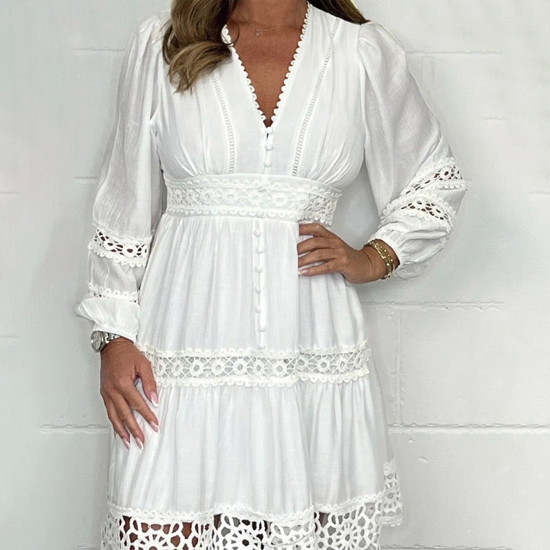 CELINA | Vintage V-Neck Lace Dress 